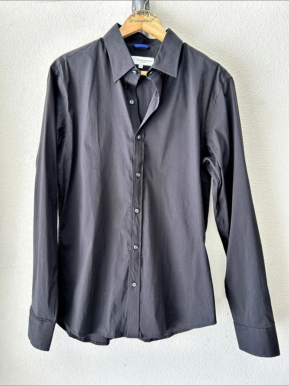 Teddy Stratford Zip Fit Button Down Shirt Men's Black Size 3